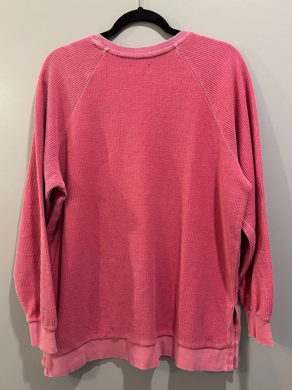 Altar'd State Pink Smiley Face Corded Sweatshirt Size S - Picture 2 of 5